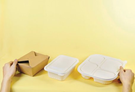 Sustainable Packaging - a person holding a box and two take out containers