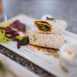 Vegetarian Cuisine - white ceramic plate with green vegetable and meat dish