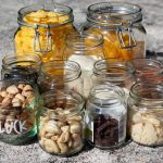 Zero Waste Cooking - clear glass jars with white and brown stones
