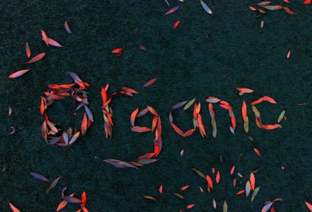 Organic Farming - a group of red and orange streamers that spell out the word project