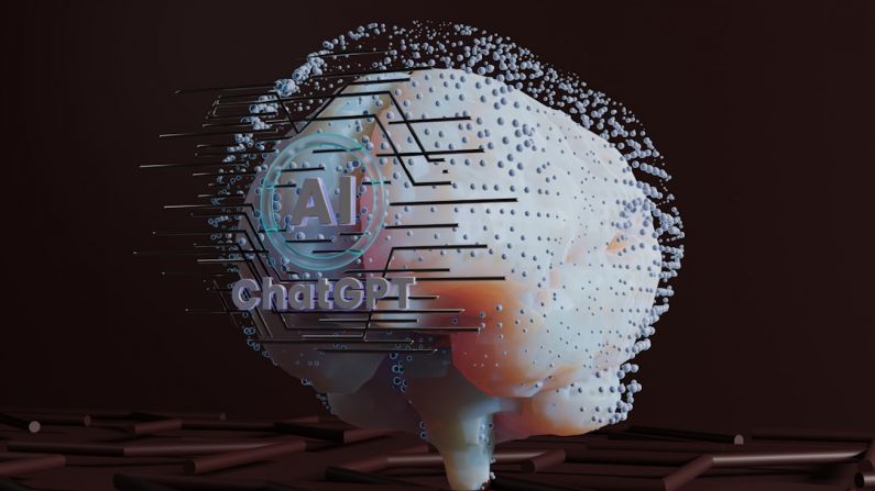 AI Food - a digital image of a brain with the word change in it